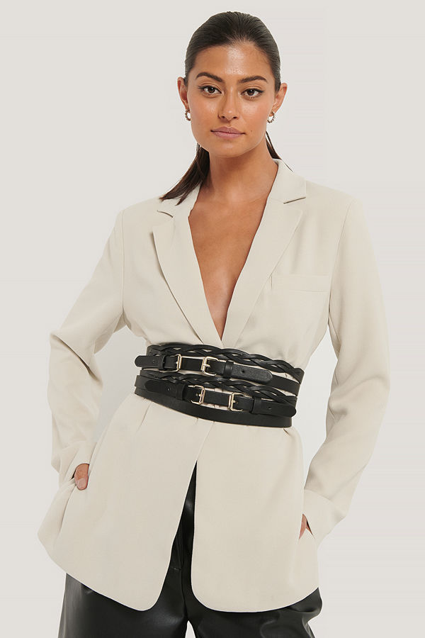 NA-KD Accessories Oversize Midjebälte I Flera Lager svart