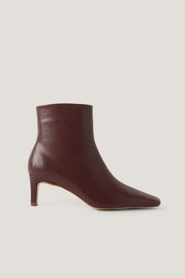 NA-KD Shoes Ankelboots Med Fyrkantig, Lång Tå burgundy