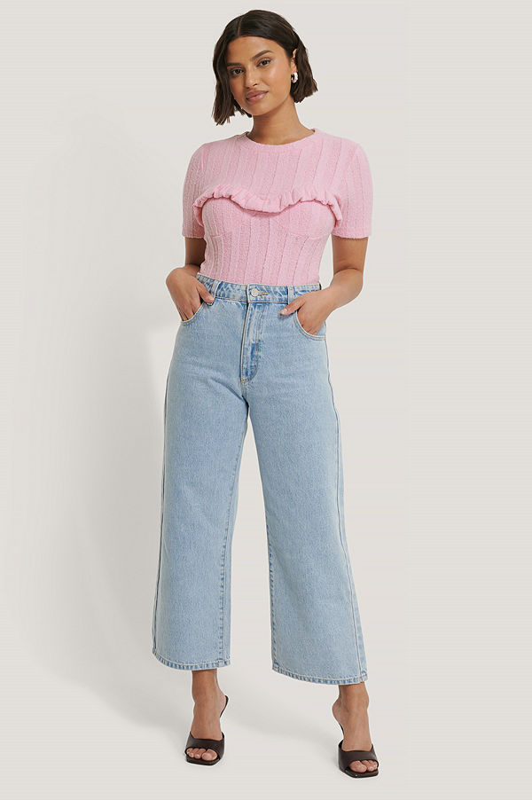 NA-KD Trend Stickad Topp rosa