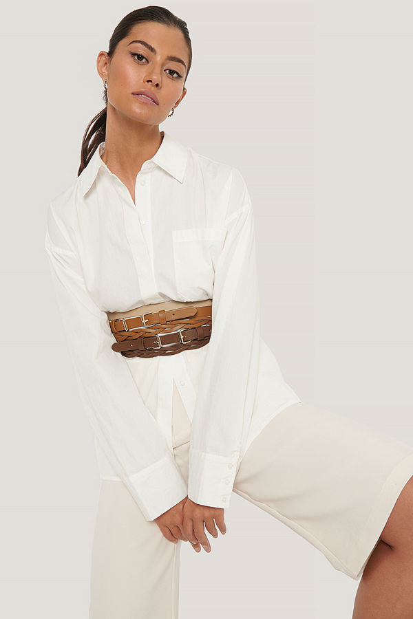 NA-KD Accessories Oversize Midjebälte I Flera Lager brun