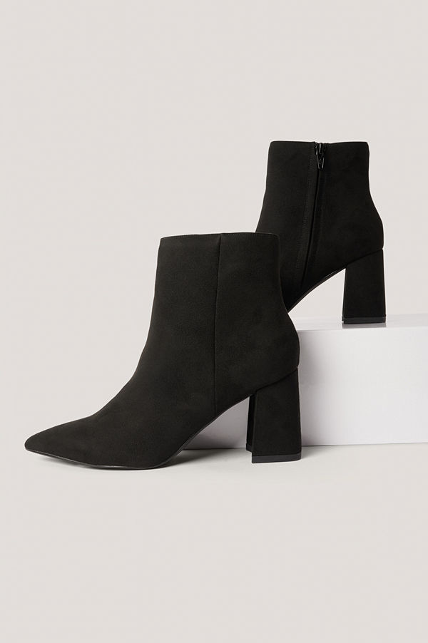 NA-KD Shoes Basic Boots I Mockaimitation Med Lutande Klack svart