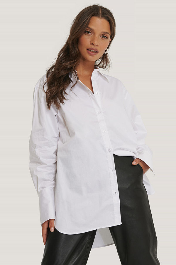 NA-KD Classic Recycled Oversize Skjorta vit