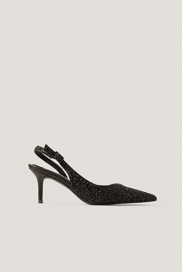 NA-KD Shoes Glittriga, Spetsiga Slingbackpumps svart