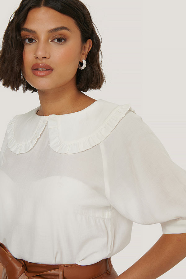 NA-KD Boho Big Collar Blouse vit
