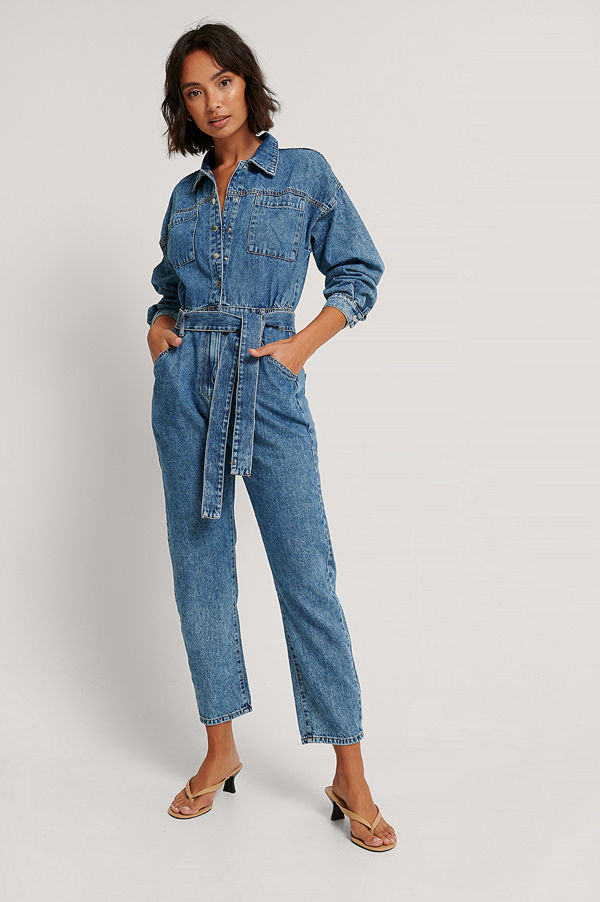Mango Denimjumpsuit blå