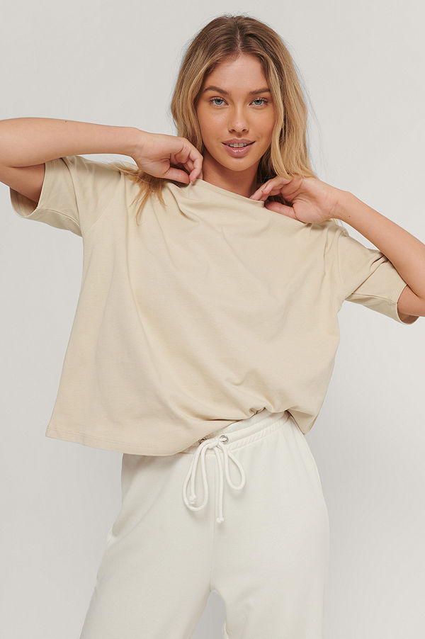 NA-KD Basic Ekologisk Oversize T-shirt beige