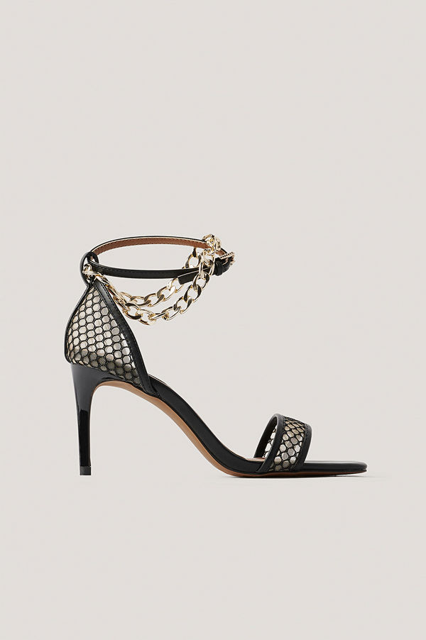 NA-KD Shoes Högklackade I Mesh Med Kedjedetalj svart