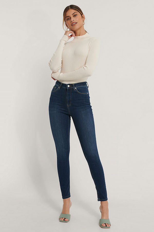 NA-KD Ekologiska Skinny jeans med hög midja blå