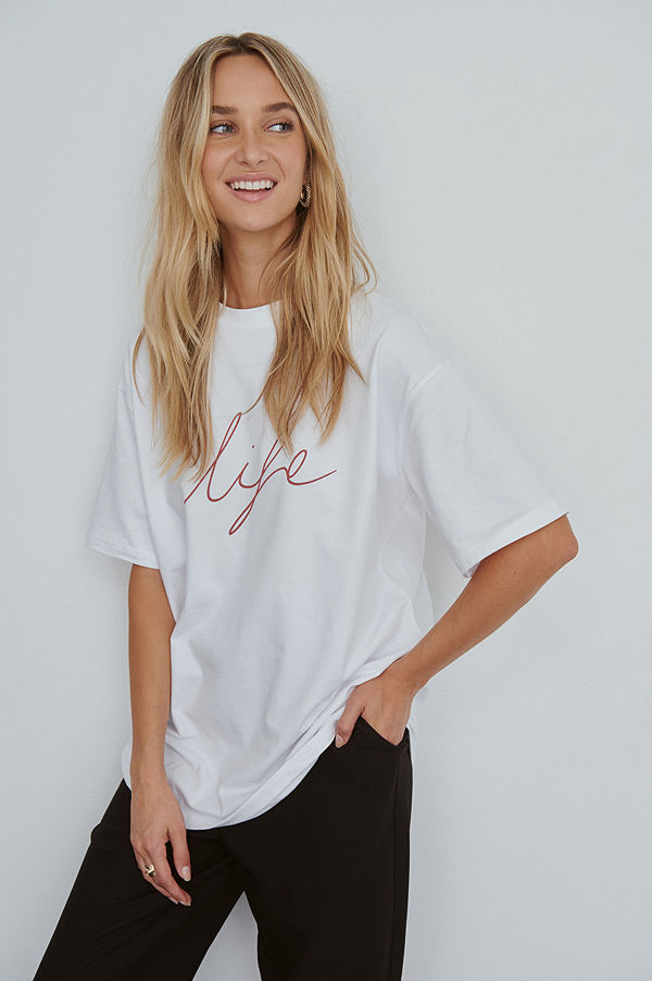 NA-KD Reborn Ekologisk T-shirt Med Logga vit