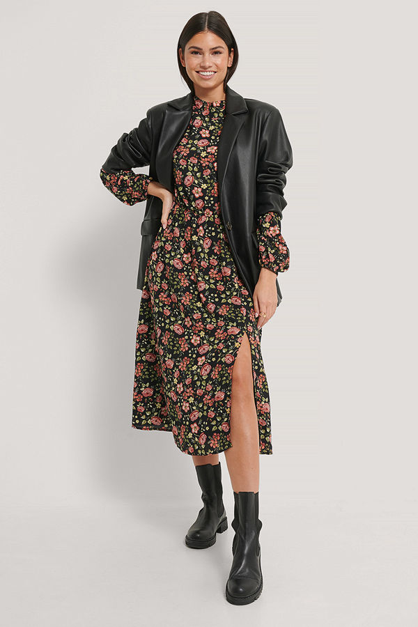 NA-KD Boho Midiklänning Med Hög Hals multicolor