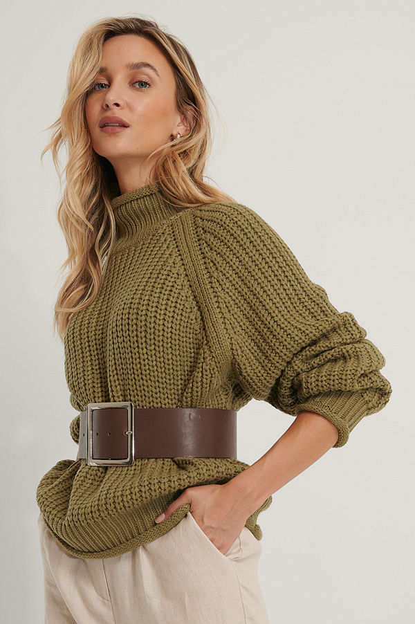 NA-KD Accessories Midjebälte Med Fyrkantigt Spänne brun