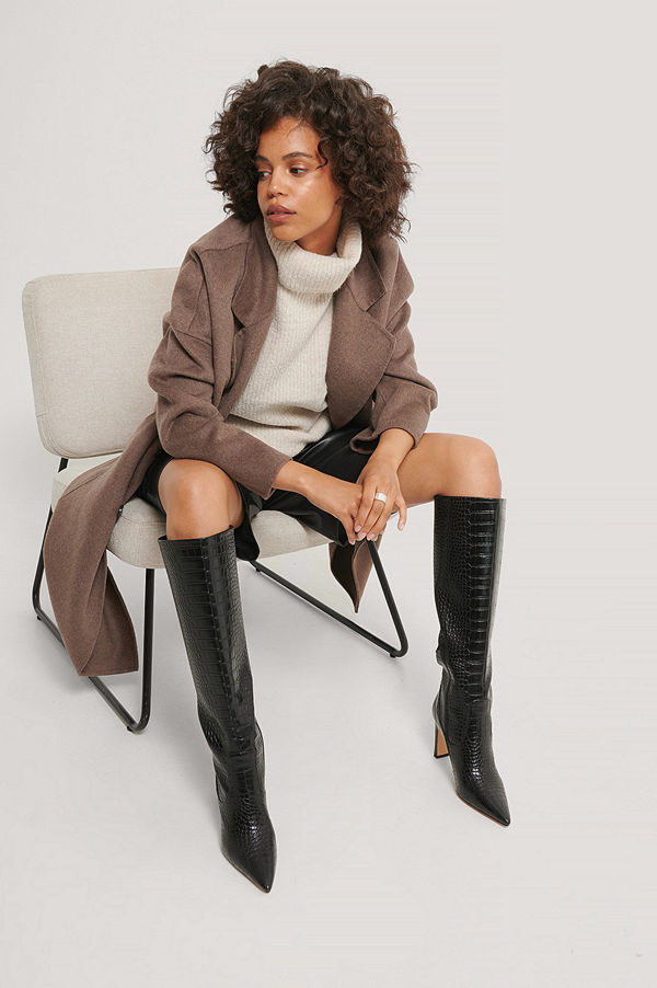 NA-KD Shoes Spetsiga Boots Med Löst Skaft svart