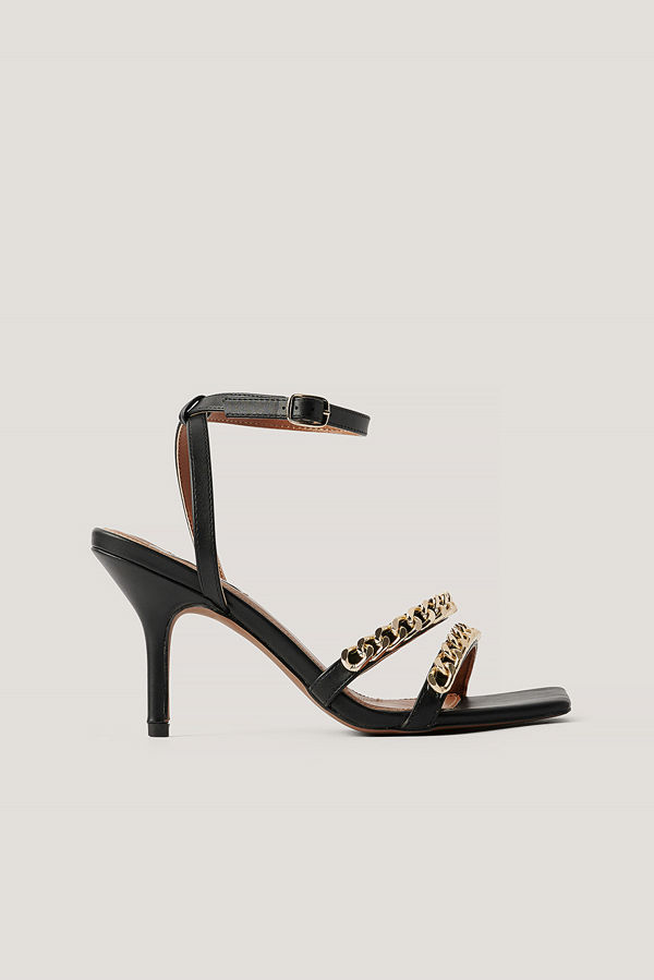 NA-KD Shoes Högklackade Med Remmar Och Tjock Kedja svart