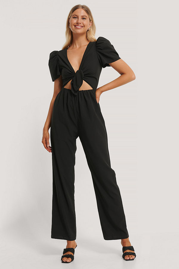 NA-KD Boho Jumpsuit Med Knytning Fram svart