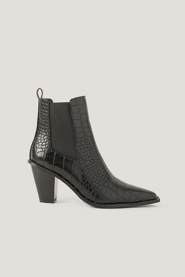 NA-KD Shoes Spetsiga Stövlar Med Blockklack svart
