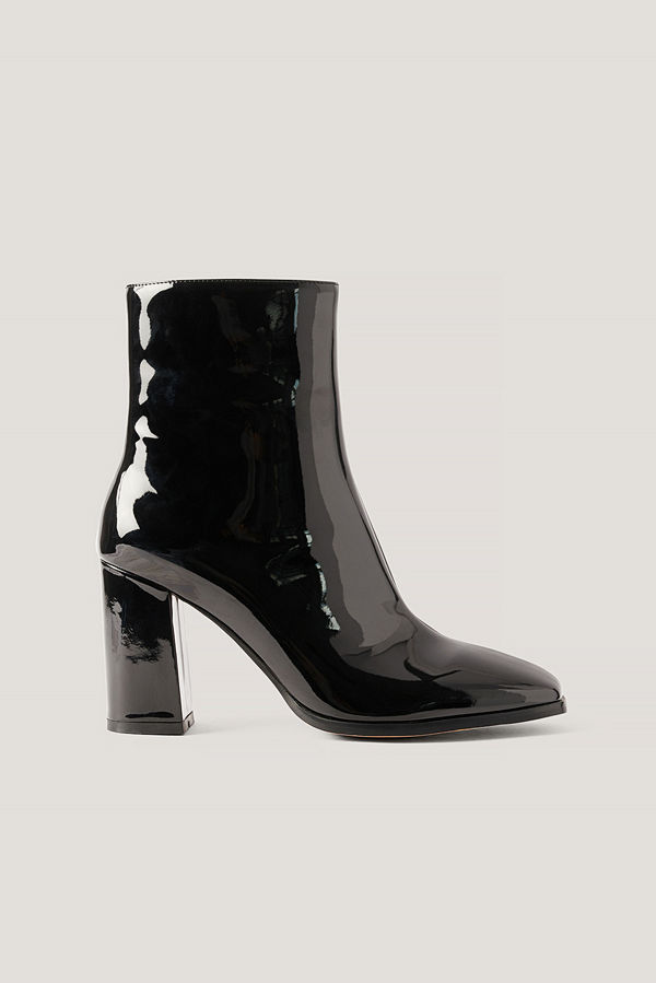 NA-KD Shoes Lackboots Med Fyrkantig Tå svart