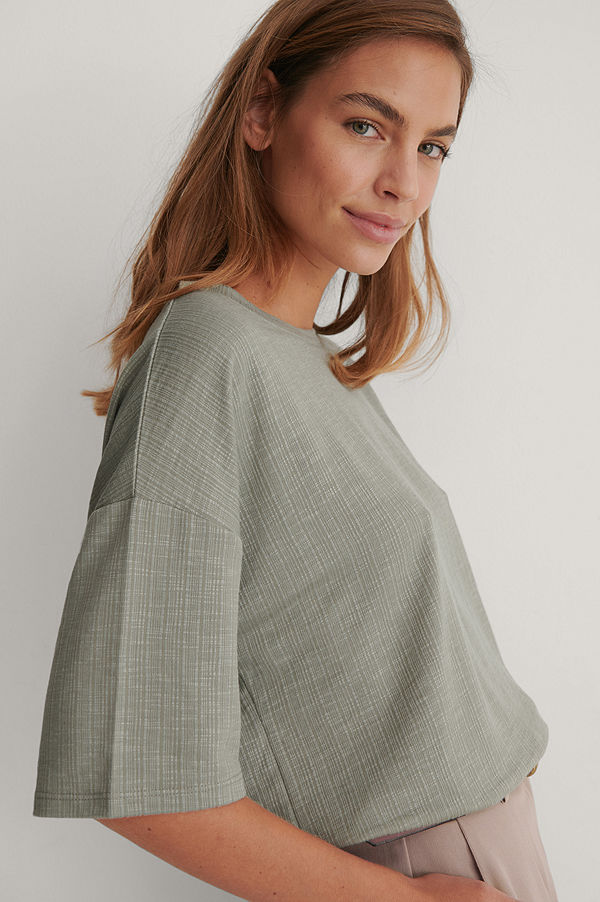 NA-KD Basic Ribbad T-Shirt Med Rund Halsringning grå