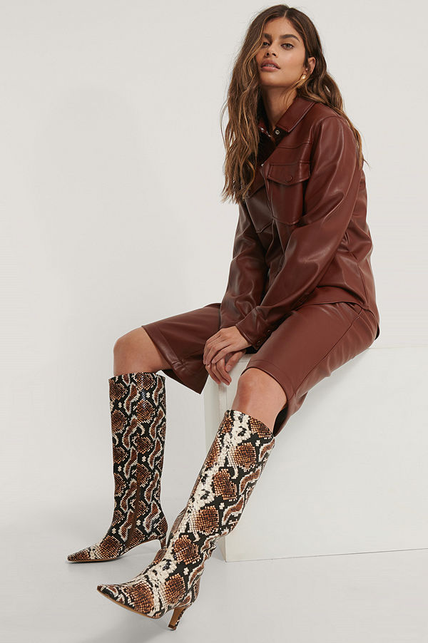 NA-KD Shoes Boots Med Fyrkantig, Lång Tå Och Skaft multicolor