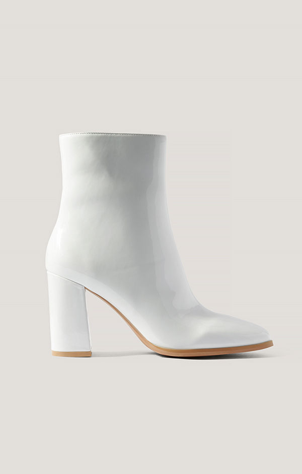 NA-KD Shoes Lackboots Med Fyrkantig Tå vit