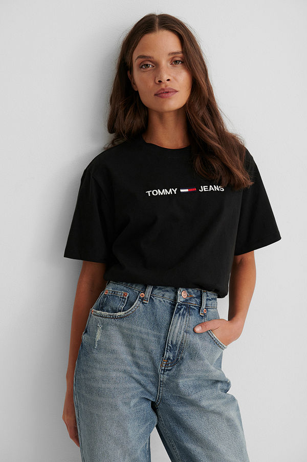 Tommy Jeans Modern Linear Logo T-Shirt svart