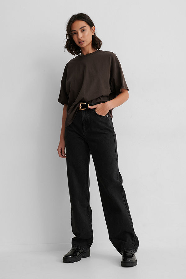 NA-KD Reborn Ekologisk Oversize T-shirt Med 3/4-ärm brun