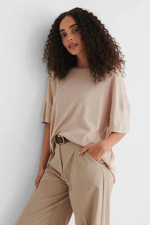 Mango Oversize T-Shirt beige