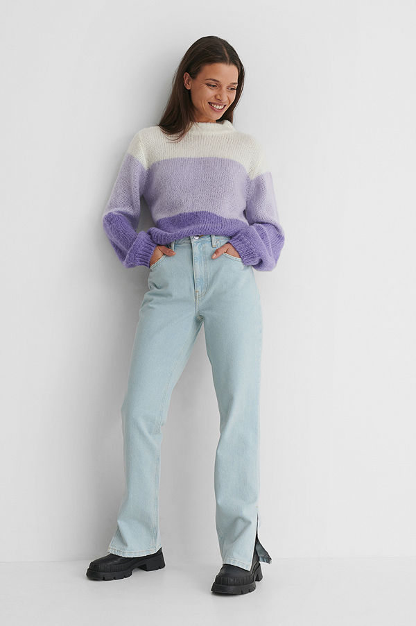 Emilie Malou x NA-KD Ekologiska Raka Jeans Med Medelhög Midja blå