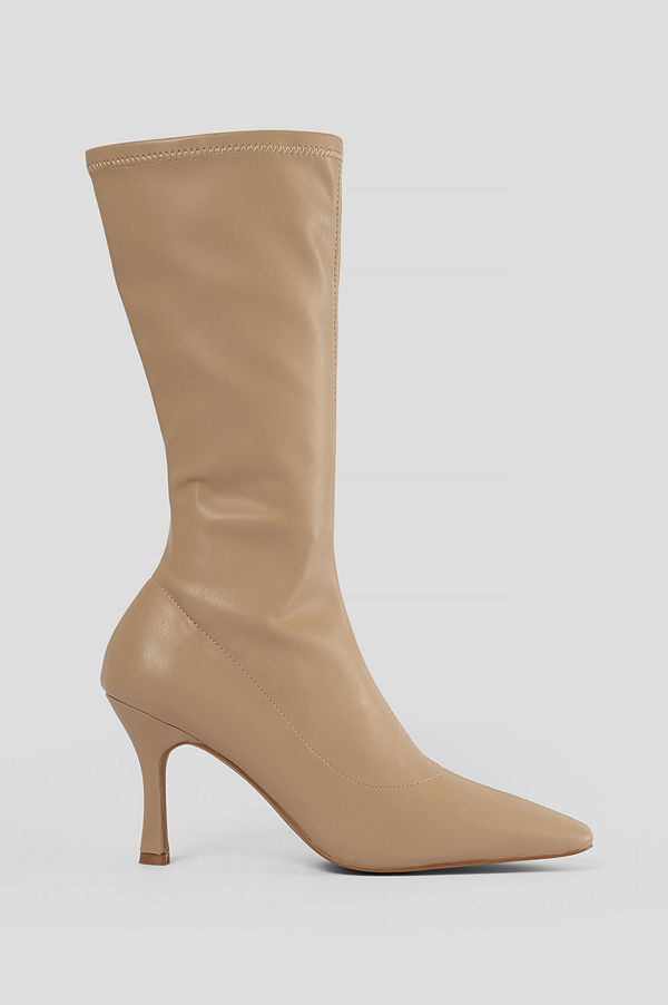 NA-KD Shoes Smala Boots Med Lång Tå beige