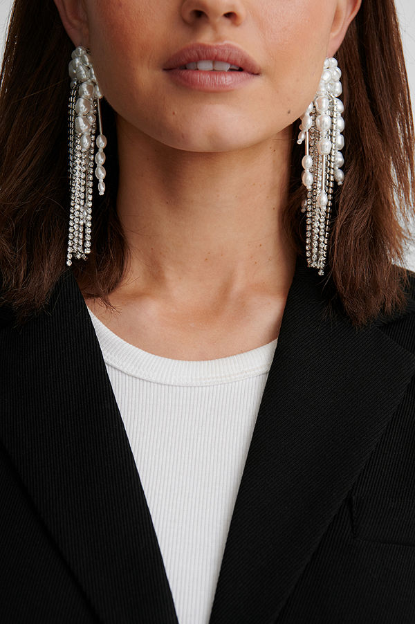 NA-KD Accessories smycke Örhängen Med Hängande Pärlkedjor silver