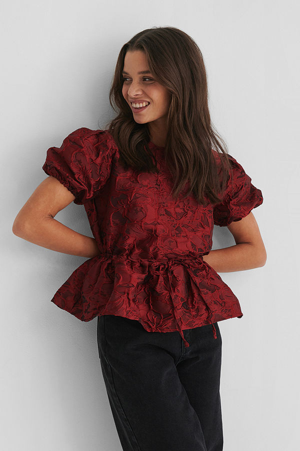 NA-KD Party Structured Drawstring Top röd