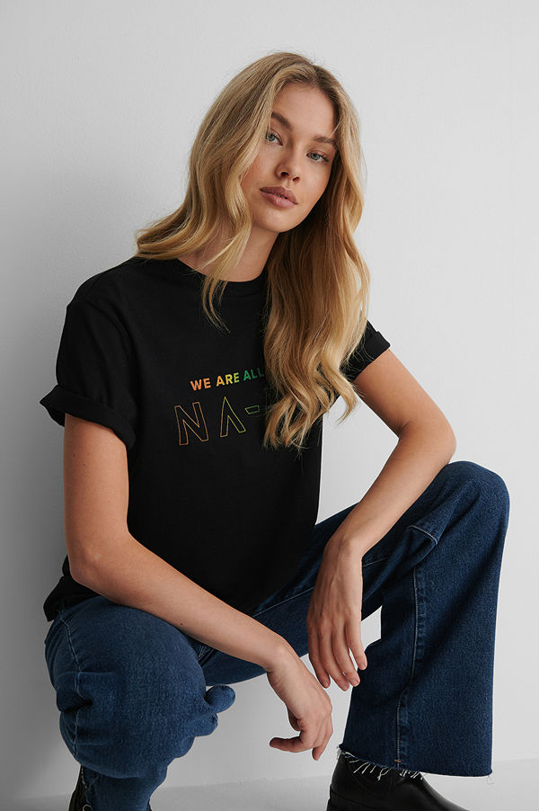 NA-KD T-Shirt Med Tryck svart