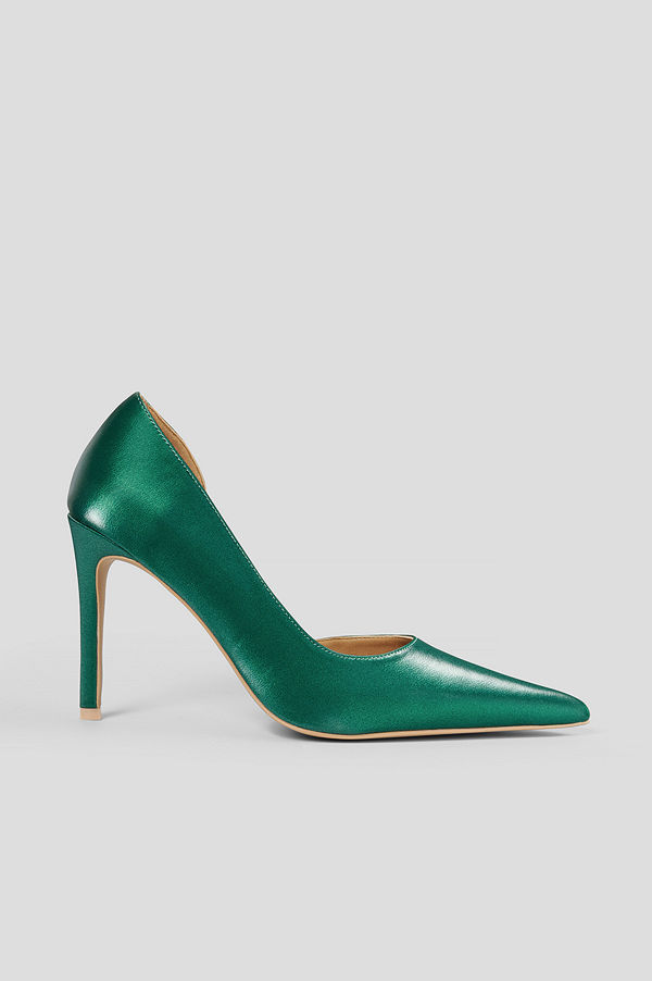 NA-KD Shoes Metallic Pumps Med Utskuren Detalj I Sidan grön