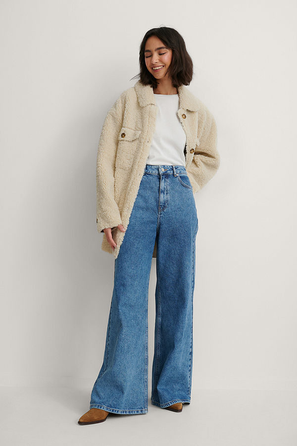 NA-KD Reborn Recycled Jeans Med Supervida Ben blå