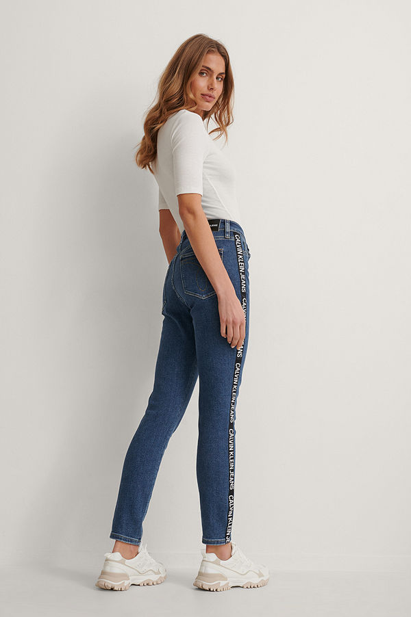 Calvin Klein Höga Skinny Ankeljeans blå