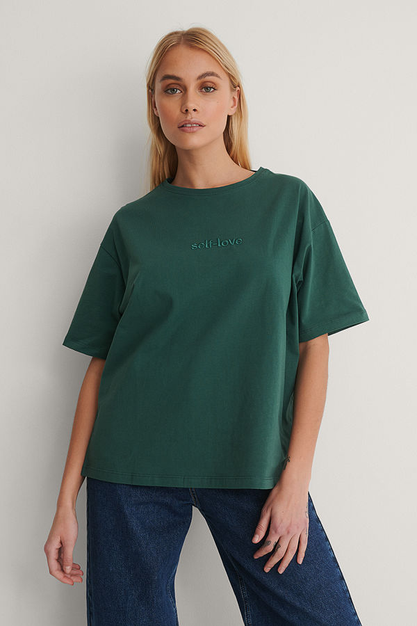 NA-KD Ekologisk T-shirt Med Tryck grön