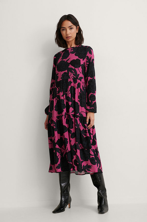 NA-KD Boho Klänning Med Lång Ärm multicolor