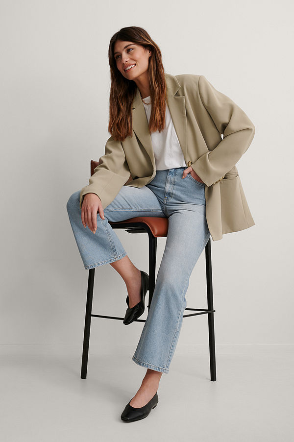 NA-KD Jeans med hög midja blå