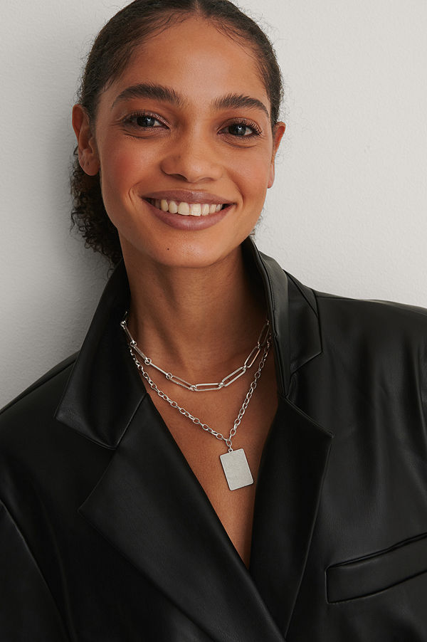 NA-KD Accessories smycke Halsband Med Kedja Och Platta silver