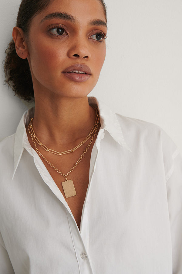 NA-KD Accessories smycke Halsband Med Kedja Och Platta guld