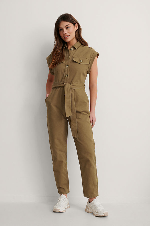 NA-KD Trend Denimjumpsuit grön