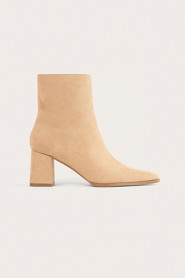 NA-KD Shoes Boots I Mockaimitation Med Smal Tå beige