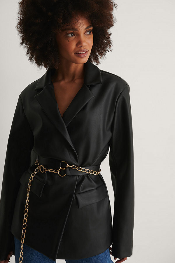 NA-KD Accessories Layered Chain Detail Belt svart