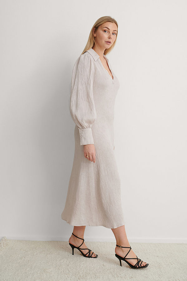 NA-KD Trend Maxiklänning Med Ballongärm beige
