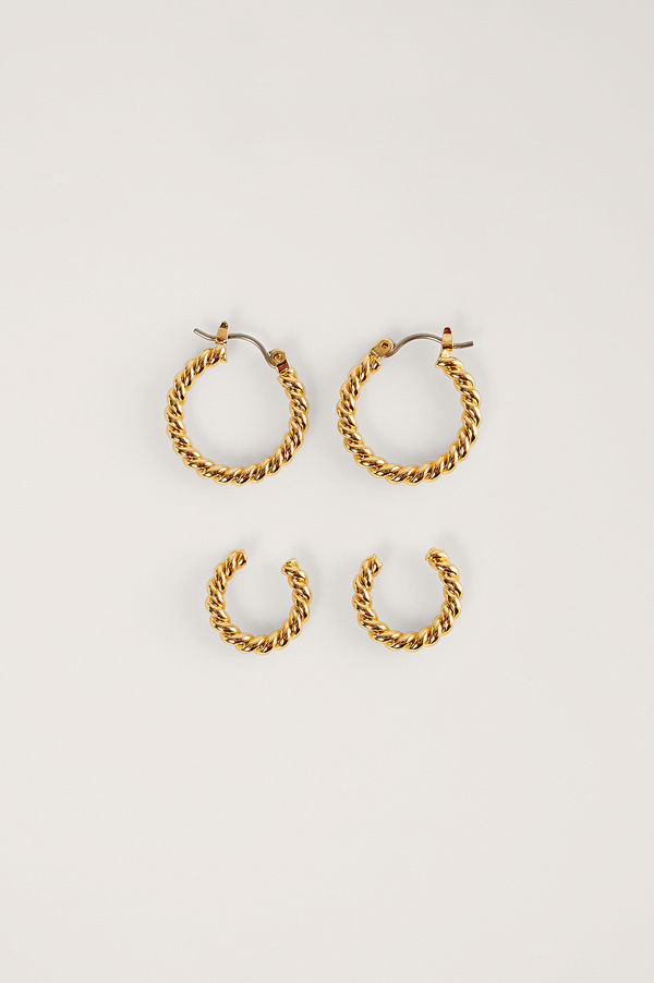 NA-KD Accessories smycke Dubbelpack Vridna Hoops guld