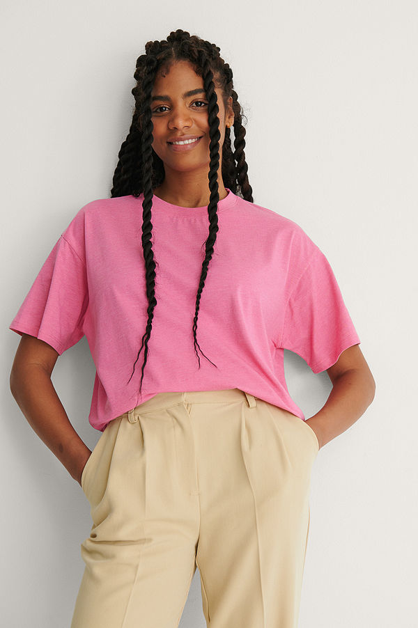NA-KD Basic Ekologisk Oversize T-shirt rosa