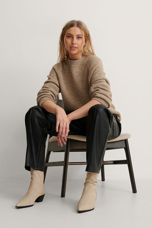 NA-KD Shoes Boots I Mockaimitation Med Smal Tå beige