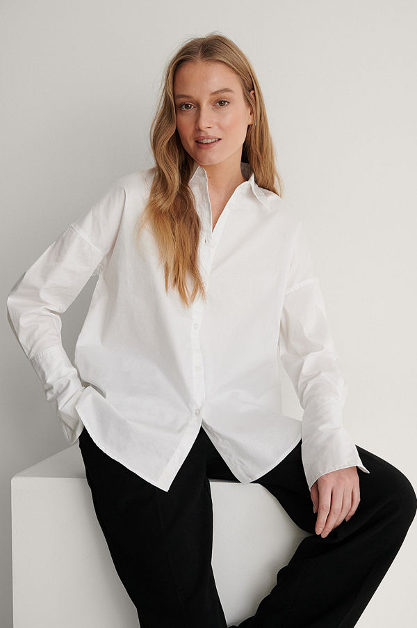 NA-KD Reborn Recycled Skjorta Med Breda Slag vit