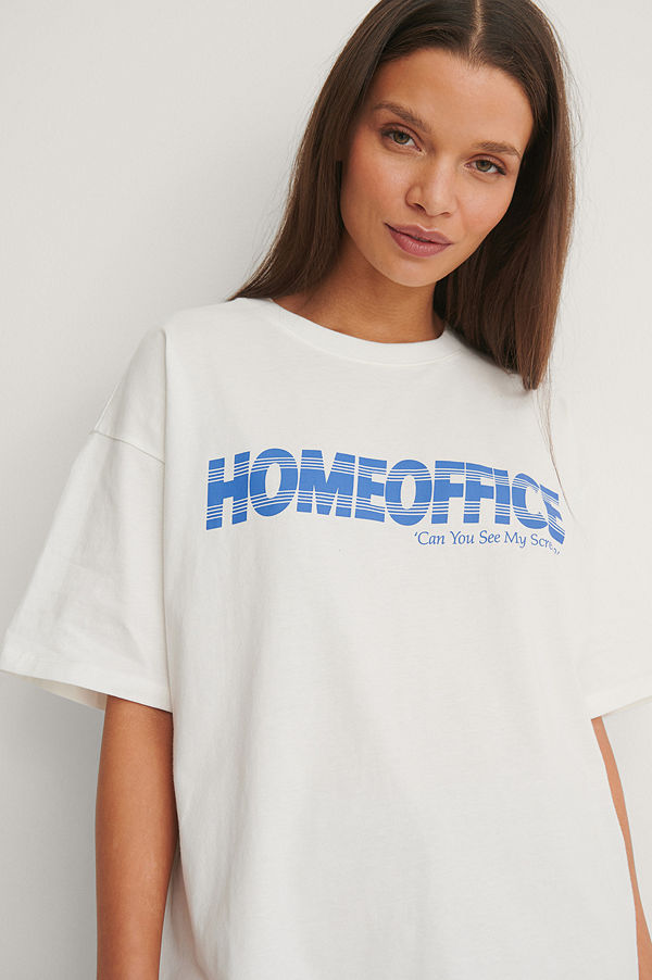 NA-KD Trend Organisk Oversize T-Shirt Med Tryck vit