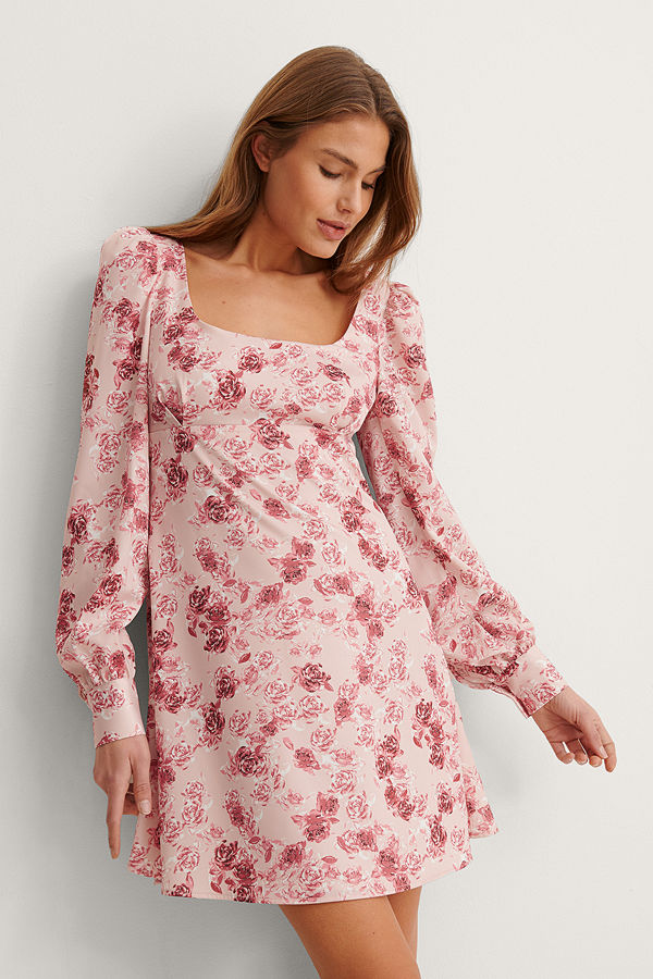 NA-KD Trend Satinklänning Med Puffärm multicolor