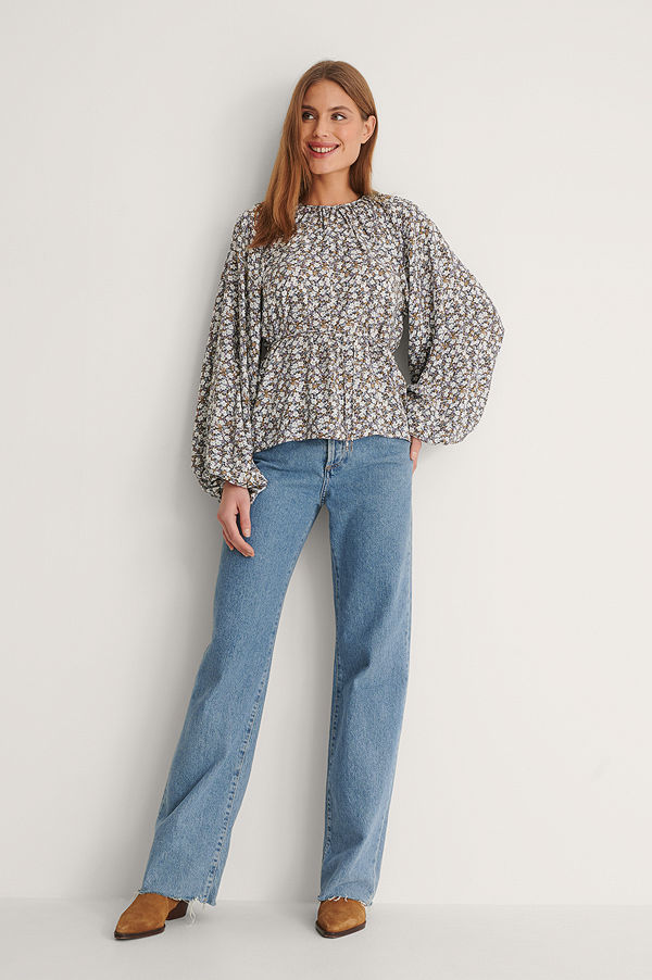 NA-KD Reborn Blus Med Rund Hals multicolor